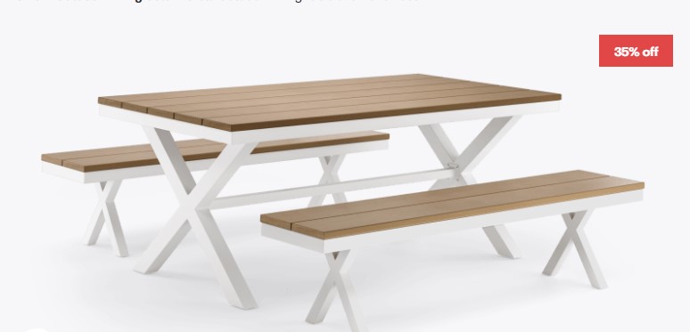 35% OFF Oleta Outdoor Dining Table and Bench Set $909 (RRP$1399)