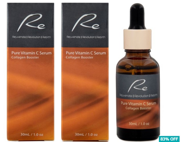 2 x Re Pure Vitamin C Serum Collagen Booster 30mL $24.98 (Don’t pay $149)