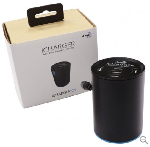 Aerocool iCharger C5 5-Port USB Car Charger, 2.4A Fast Charger With Smart IC, Total 10A 50w $19.00