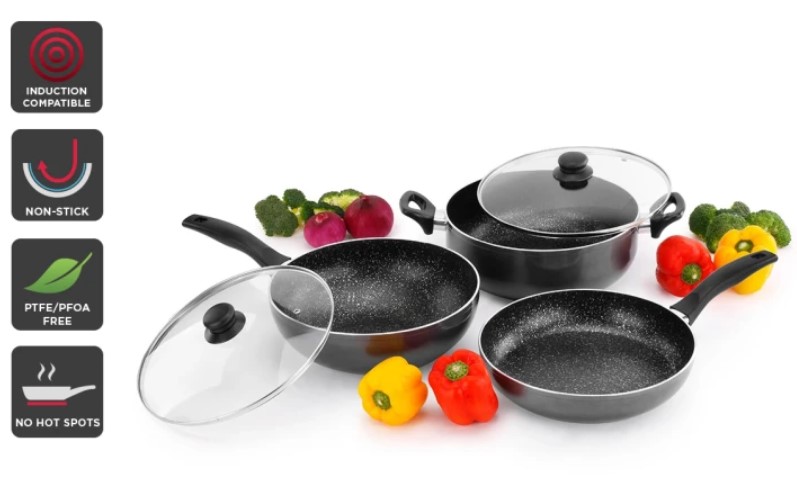 Ovela 5 Piece BlackStone Non-Stick Induction Cookware Set $49 (Was $169)