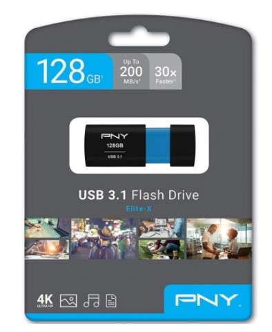 PNY 128GB Elite-X USB 3.1 Flash Drive P-FD128ELX-GE, Read 200MB/s Write 100MB/s $39.00 ($59.00)