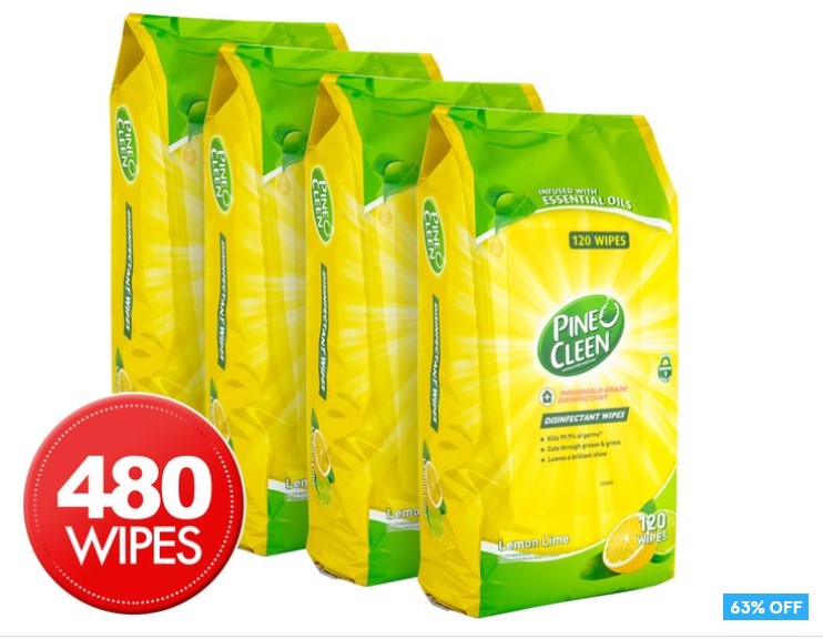 4 x Pine O Cleen Wipes Lemon Lime 120pk $25 (Don’t pay $69)