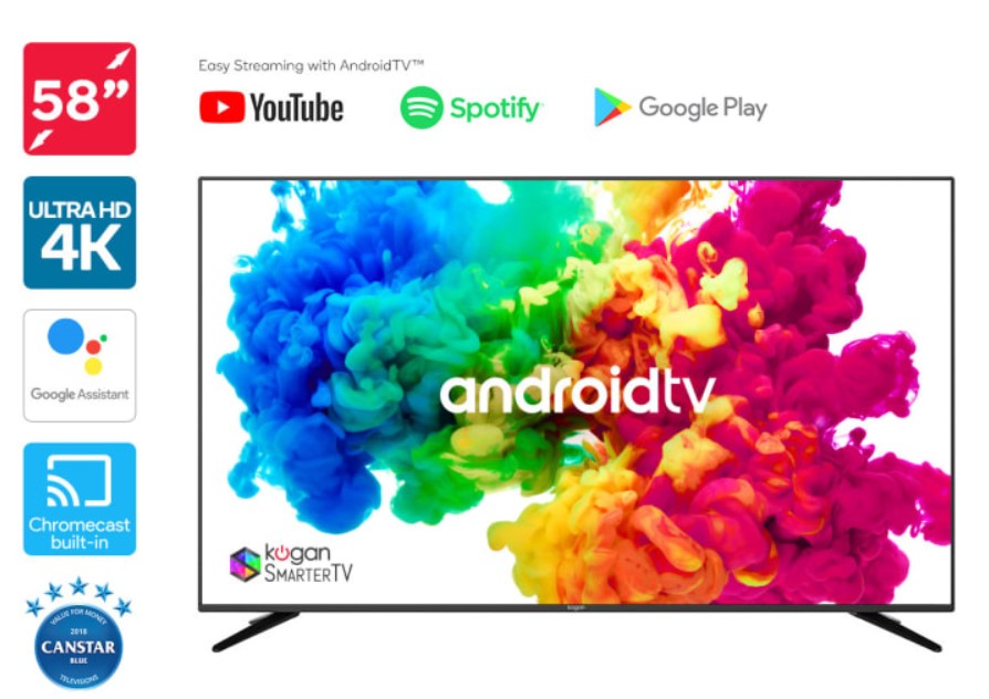 Kogan 58″ XU9010 4K LED SmarterTV™ ( Android TV™, Smart TV ) $639.99 (Was $949)