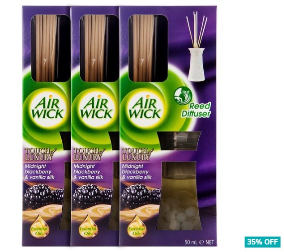 35% OFF 3 x Air Wick Reed Oil Diffuser 50mL – Midnight Blackberry & Vanilla Silk 19.99 (Don’t pay $30.90)