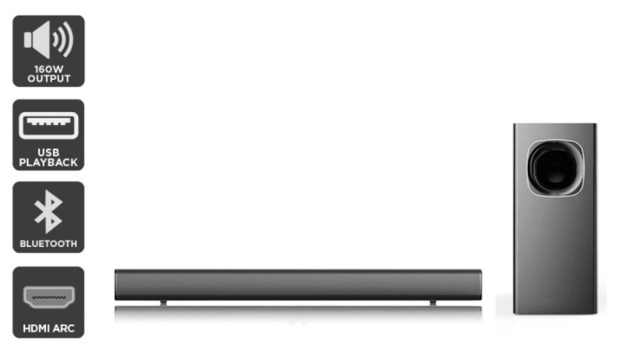 Kogan 2.1 Soundbar with Wireless Subwoofer (160W RMS) $159.99 (Was $199.99)
