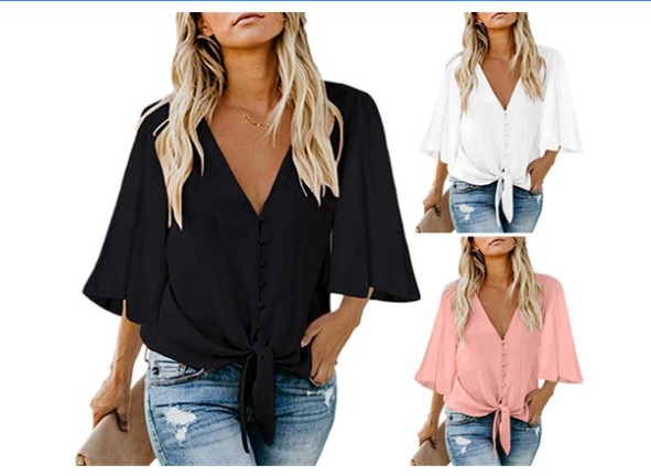 Women’s Bell Sleeve V-Neck Top: One ($18) or Two ($28)