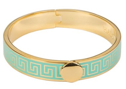 Halcyon Days Greek Key Eau De Nil & Gold Hinged Bangle $79.00 (RRP:$270.00)