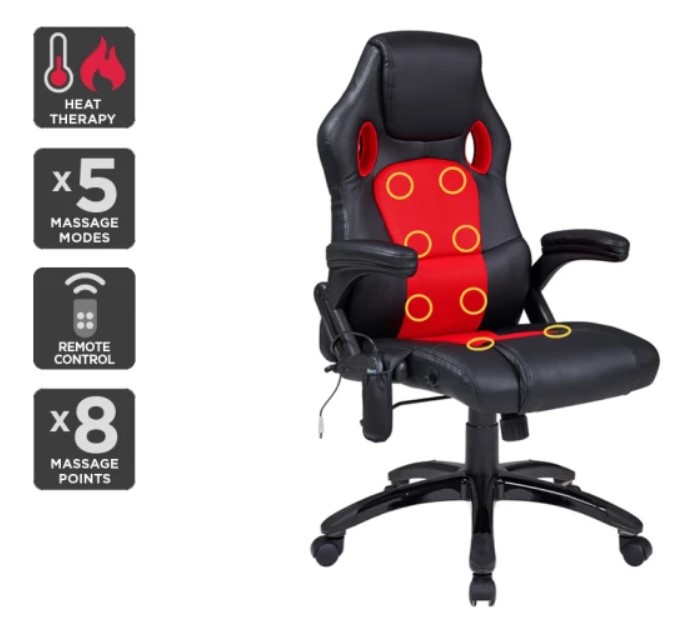 Ergolux RX8M Massage Gaming Office Chair (Red, Racing Series) $199.99 (Was $249)