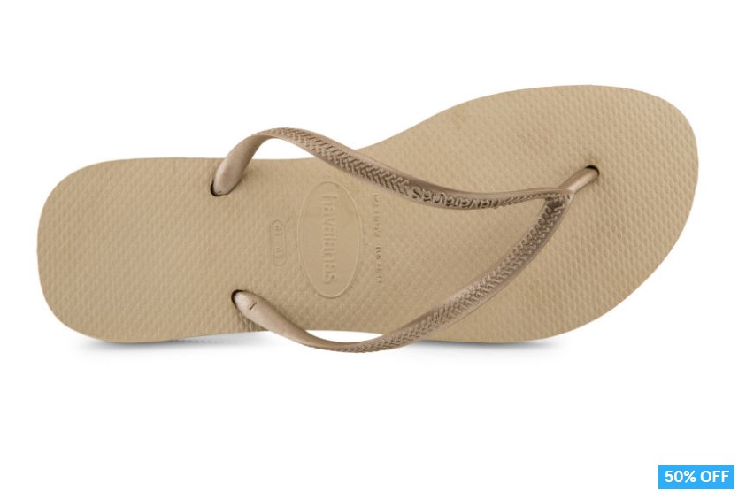 Havaianas Metallic Slim Thongs – Sand /Light Golden $14.99