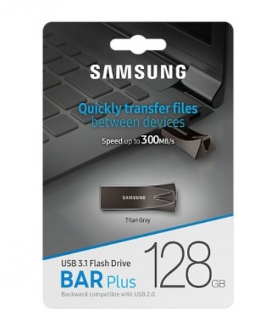 Samsung Bar Plus 128GB USB 3.1 Flash Drive 300MB/s Titan Gray MUF-128BE4 $45.00