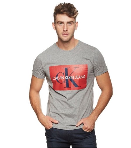 Calvin Klein Jeans Men’s Monogram Box Logo Tee / T-Shirt / Tshirt – Grey Heather/Red $19.99 (Don’t pay $39)