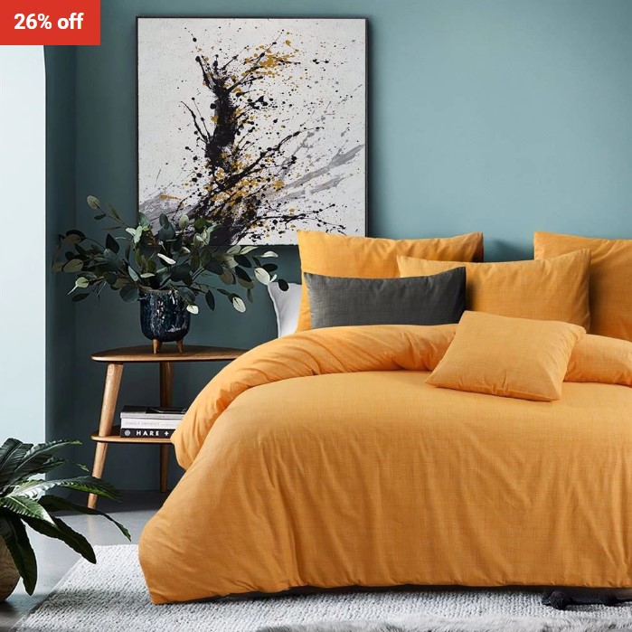 Amsons 100 % Cotton Raw Amber Queen Quilt Cover Set $55 (RRP$74)