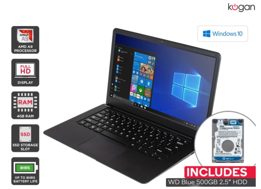 Kogan Atlas 14.1″ X500 AMD A9 Laptop Combo $399.99