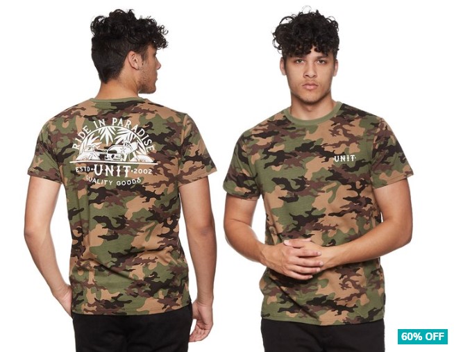 Unit Men’s Paradise Tee / T-Shirt / Tshirt – Camo $19.99 (Don’t pay $49.99)