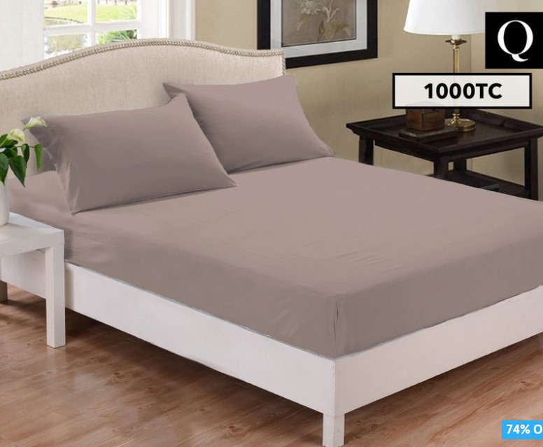 1000TC Cotton Blend Queen Bed Combo Sheet Set – Pewter $28