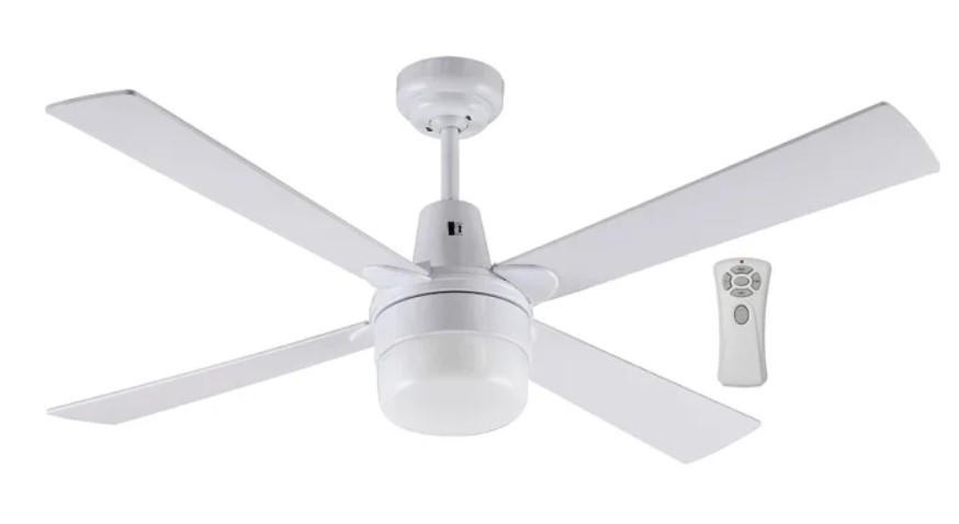 Mercator Kimberley II 1200mm Ceiling Fan with Light and Remote – White (FC132124RWH) $119