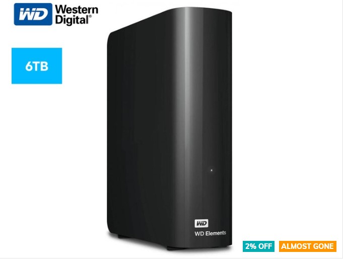 Western Digital Elements 6TB USB 3.0 External Hard Drive $214