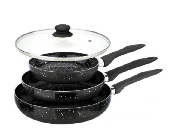 StoneChef 4 Piece Marble Ceramic Pan Set (Black) $30