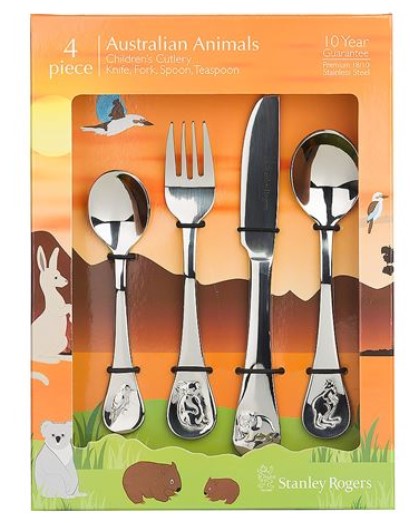 Stanley Rogers Aus Animals Children’s Cutlery Set 4pce $14.00 (RRP:$40.00)