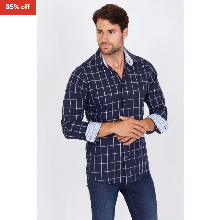 Blanc Dickinson Royal Blue Long Sleeve Button Up Shirt $45 (RRP$297)