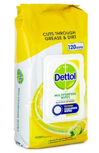 4 x 120pk Dettol Lemon Lime Burst Multipurpose Cleaning Wipes $28