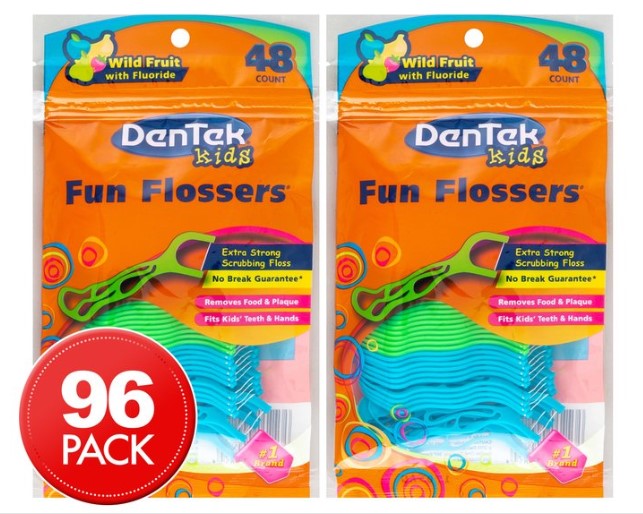 2 x DenTek Kids Fun Flossers Wild Fruit 48-Pack $8.98