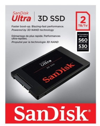 SanDisk 2TB Ultra 3D 2.5″ SSD SATA III 6 Gb/s, 560 MB/s Read, 530 MB/s Write SDSSDH3-2T00-G25 $399.00 (RRP$549.00)