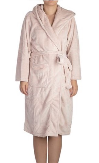 Brogo Luxe Supersoft Micro Mink Hooded Bathrobe Blush S/M $53.00