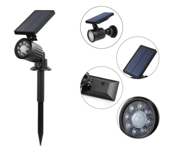 Solar Powered Motion Sensor LED Spot Light (Black, Tanimi) – 4 Pack $69