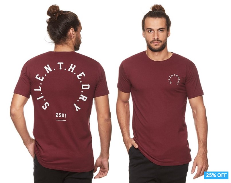 Silent Theory Men’s Round Tee – Burgundy $14.80 (RRP$19.95)