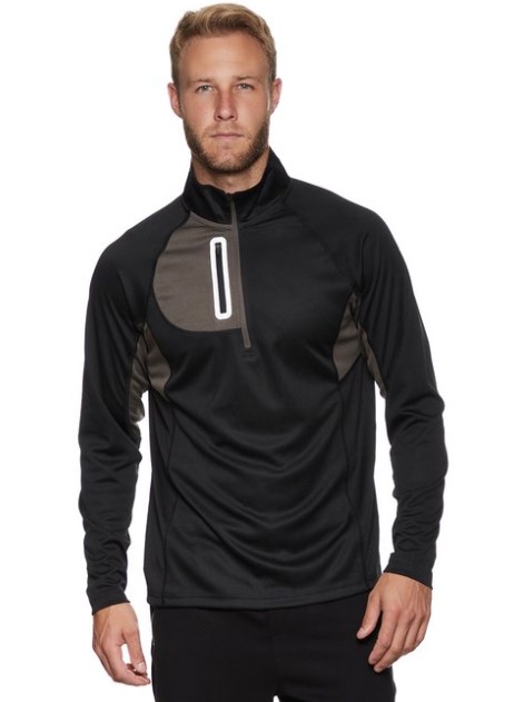 Tahari Sport Men’s Combat Quarter Zip Sweater – Black/Heather Grey $24.99