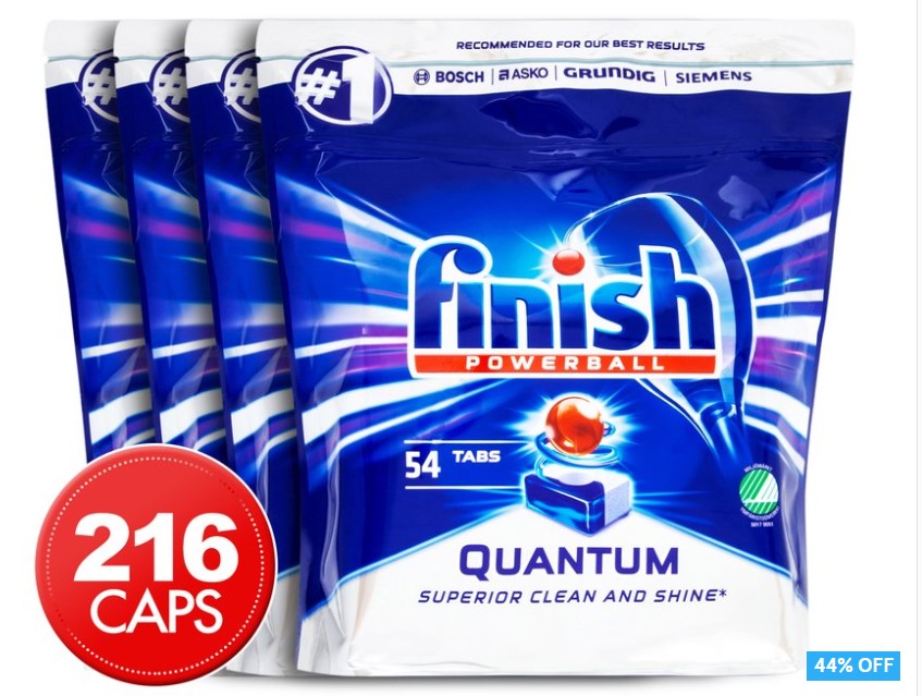 4 x 54pk Finish Quantum Dishwasher Tablets $60 (Don’t pay $108)