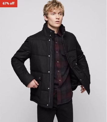 Reiss Charcoal Andrea-Wadded Quilted Par $279.95