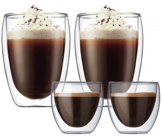 Bodum Pavina Double Wall 350ml & 80ml Glass Set 4pce $24.00 (RRP:$40.00)