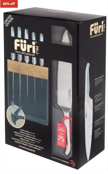 Furi Pro Ltd Ed Black Knife Block Set 7Pc $189 (RRP$549)