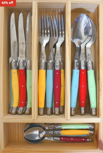Laguiole by Louis Thiers Lineaire 24-Piece Cutlery Set – Multicolour (Straight Handles) $129.90 (RRP$349)
