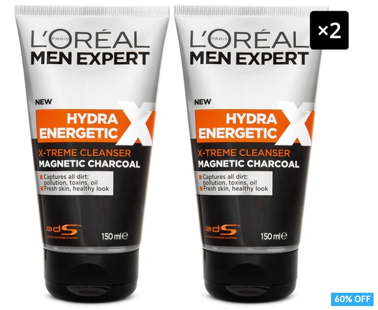 2 x L’Oréal Men Expert Hydra Energetic Charcoal Cleanser 150mL $12.98 (Don’t pay $33)