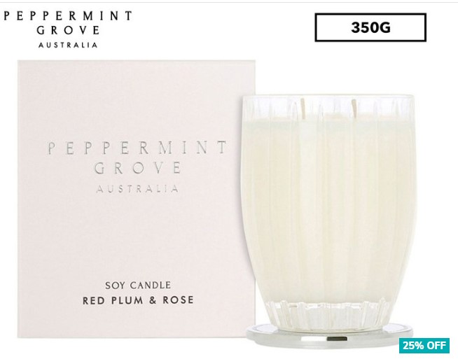 Peppermint Grove Australia Large Soy Candle 350g – Red Plum & Rose $29.95 (Don’t pay $39.95)