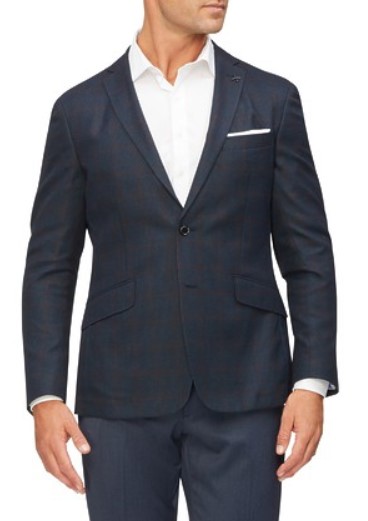 CASUAL BLAZER NAVY WITH RED WINDOW PANE CHECK $125.00 (Was $249.00)