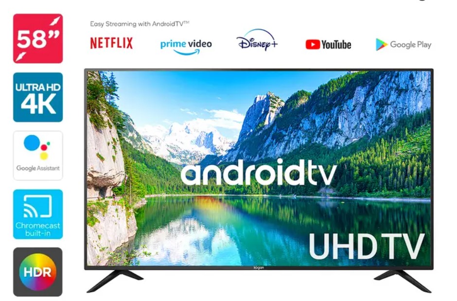 Kogan 58″ Smart HDR 4K UHD LED TV Android TV™ (Series 9, RU9210) $569 (Was $799.99)