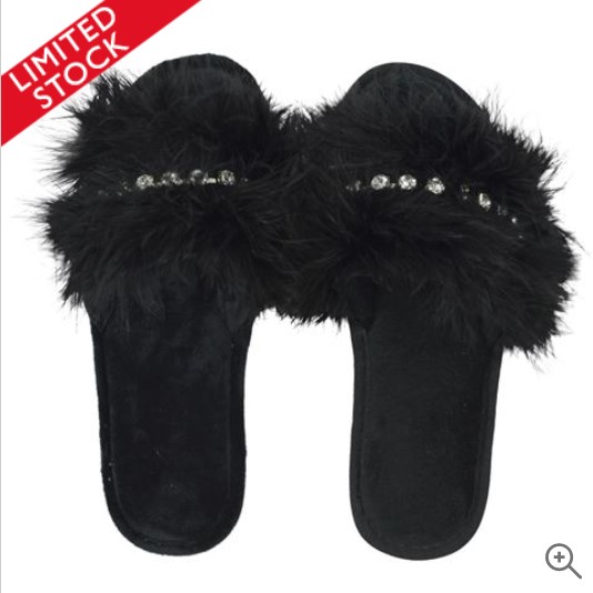 A.Trends Glam Slide Slippers Black Medium/Large $13.00 (RRP:$27.00)