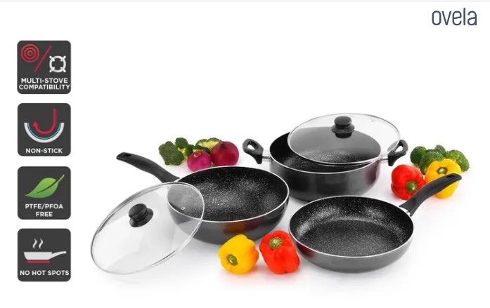 Ovela 5 Piece BlackStone Non-Stick Induction Cookware Set $39.99 (Was $169)