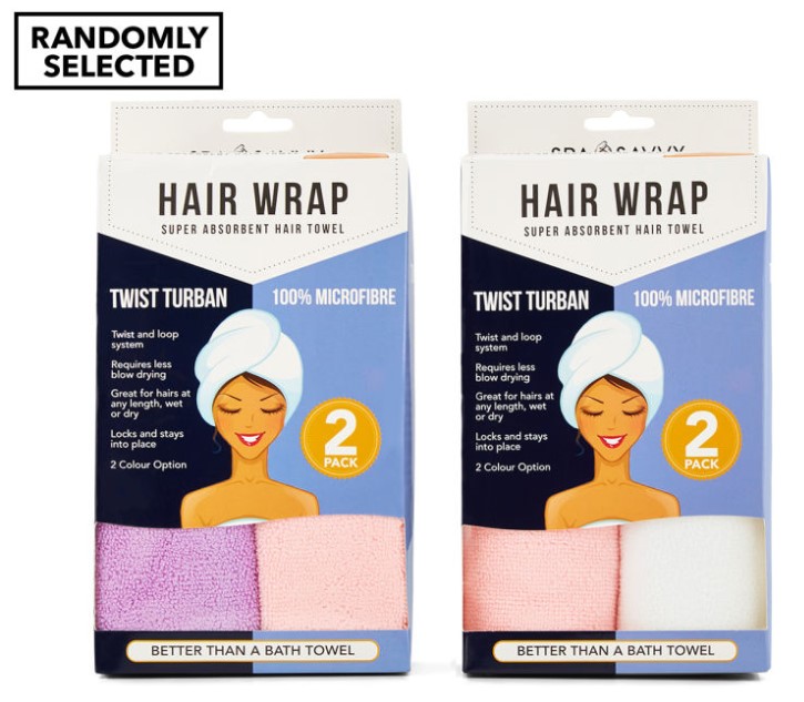 Spa Savvy Twist Turban Hair Wrap 2pk – Randomly Selected $9.99