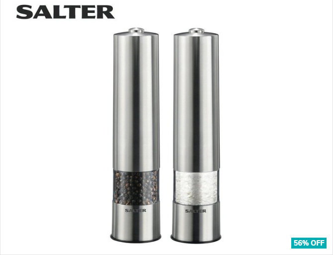 Salter Stainless Steel Electric Salt & Pepper Mills $34.95 (Don’t pay $79.95)