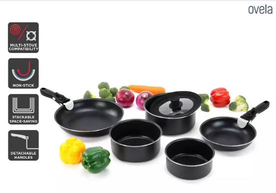 Ovela Moderno 8 Piece Stackable Non-stick Cookware Set $55.99 (Was $189)