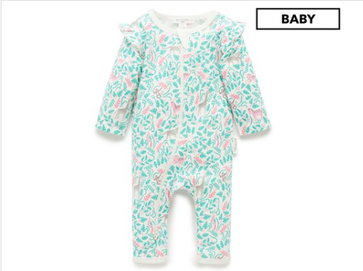 Purebaby Baby Girls’ Printed Zip Growsuit – Jungle Floral Print $24.95