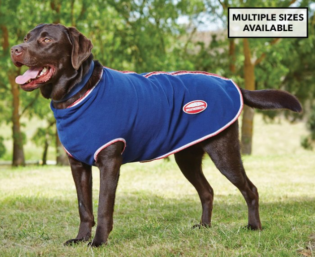 WeatherBeeta Comfitec Fleece Zip Dog Coat – Navy/Red/White $34.99