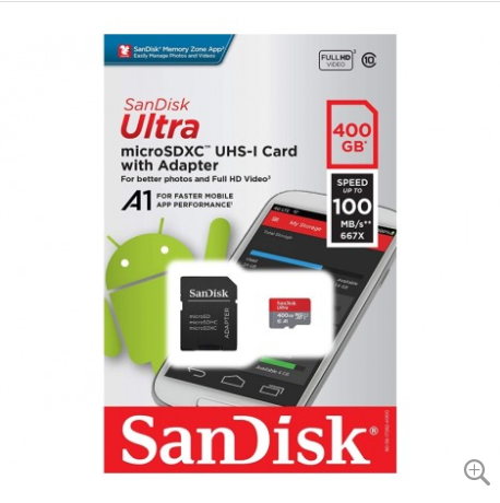 SanDisk Ultra Micro SDXC 400GB with SD Adapter Up to 100MB/s, A1, UHS-I, C10 SDSQUAR-400G-GN6MA $89.00 (RRP: $149.00)
