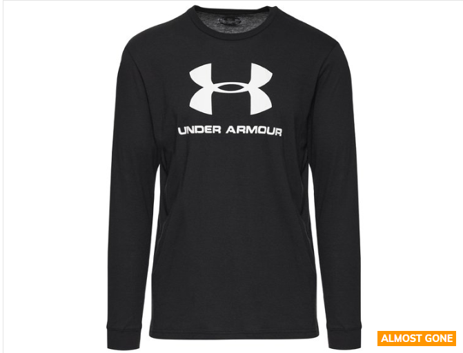 Under Armour Men’s Sportstyle Logo Long Sleeve Tee / T-Shirt / Tshirt – Black/White $35