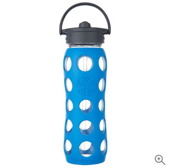 LifeFactory Glass Bottle with Straw Cap Ocean 650ml $13.00 (RRP: $45.00)